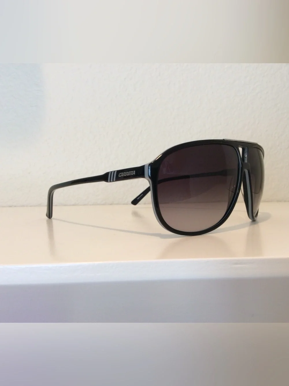 Carrera Black Aviator Sunglasses with Dark Gradient Lenses